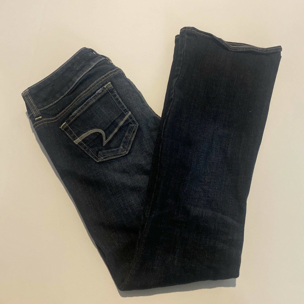 American Eagle Women's Jeans Sz 2 Artist Flare Mid Rise Medium Wash Stretch Blue